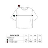 Toontoy Kız Çocuk Crop Model Kordon Detaylı Varak Baskılı Tişört Ekru 8 YAŞ