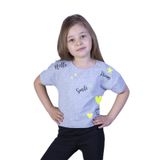 Toontoy Kız Çocuk Crop Model Neon Baskılı Tişört Gri Melanj 3 YAŞ