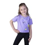 Toontoy Kız Çocuk Crop Model Neon Baskılı Tişört Lila 4 YAŞ