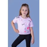 Toontoy Kız Çocuk Crop Model Neon Baskılı Tişört Pembe 6 YAŞ