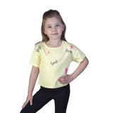 Toontoy Kız Çocuk Crop Model Neon Baskılı Tişört Sarı 3 YAŞ