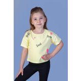 Toontoy Kız Çocuk Crop Model Neon Baskılı Tişört Sarı 4 YAŞ