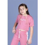 Toontoy Kız Çocuk Crop Model Tişört Gül Kurusu 8 YAŞ