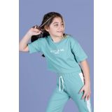 Toontoy Kız Çocuk Crop Model Tişört Yeşil 14 YAŞ