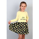 Toontoy Kız Çocuk Cute Avocado Naskışlı Eteği Desenli Elbise