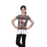 TOONTOY Kız Çocuk Dance Pul Nakışlı Tişört Antrasit Melanj 8 Yaş, 8 Yaş, 10621-1, Antrasit Melanj, Kız çocuk