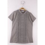 Toontoy Kız Çocuk Dantelli İnci İşlemeli Okul T-Shirt - 13 Yaş - Gri