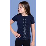 Toontoy Kız Çocuk Dantelli Okul Tişört - Lacivert - 6 - 7 Yaş