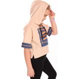Toontoy Kız Çocuk Denım Baskılı Kapüşonlu Tişört Bej 10-11 YAŞ