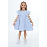 Toontoy Kız Çocuk Desenli Elbise - 4 Yaş - Mavi