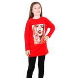 TOONTOY Kız Çocuk Dijital Baskılı Elbise, 14 Yaş, 16158-, Kırmızı, Kız Çocuklar
