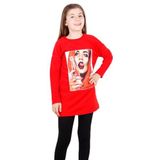Toontoy Kız Çocuk Dijital Kız Baskılı Elbise Kırmızı 14 YAŞ