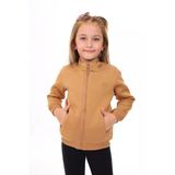 Toontoy Kız Çocuk Dik Yaka Fermuarlı Yarım Düşük Omuz Örme Hırka - 2 İplik Şardonlu
