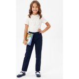 Toontoy Kız Çocuk Dik Yaka Fularlı Kısa Kollu Pamuklu Basic Okul Tişört 25060 - Ekru - 12 Yaş