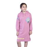 Toontoy Kız Çocuk Düşük Kol Baskılı Elbise - 10 Yaş - Gül Kurusu