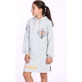 Toontoy Kız Çocuk Düşük Kol Baskılı Elbise - 12 Yaş - Gri