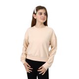 Toontoy Kız Çocuk Düşük Omuz Gazeli Okul Sweatshirt Bej 10-11 YAŞ