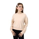 Toontoy Kız Çocuk Düşük Omuz Gazeli Okul Sweatshirt Bej 8-9 YAŞ