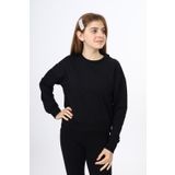 Toontoy Kız Çocuk Düşük Omuz Gazeli Okul Sweatshirt Siyah 6-7 YAŞ