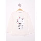 Toontoy Kız Çocuk El Baskılı T-Shirt - 5 Yaş - Ekru