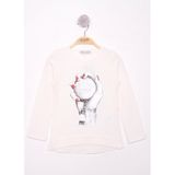 Toontoy Kız Çocuk El Baskılı T-Shirt - 6 Yaş - Ekru