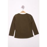 Toontoy Kız Çocuk El Baskılı T-Shirt - 7 Yaş - Haki