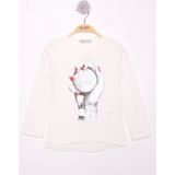 Toontoy Kız Çocuk El Baskılı T-Shirt - 8 Yaş - Ekru
