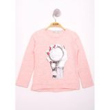 Toontoy Kız Çocuk El Baskılı T-Shirt - 8 Yaş - Pembe Melanj