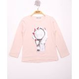 Toontoy Kız Çocuk El Baskılı T-Shirt - 8 Yaş - Pudra