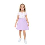 Toontoy Kız Çocuk Eteği Garnili Çiçek Baskılı Elbise Lila 3 YAŞ
