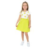 Toontoy Kız Çocuk Eteği Garnili Çiçek Baskılı Elbise Yeşil 3 YAŞ