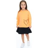 Toontoy Kız Çocuk Eteği Kadife Kalp Baskılı Elbise