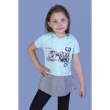 Toontoy Kız Çocuk Eteği ve Kapüşonu Garnili T-Shirt - 5 Yaş - Yeşil