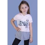 Toontoy Kız Çocuk Eteği ve Kapüşonu Garnili T-Shirt - 8 Yaş - Pudra