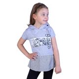 TOONTOY Kız Çocuk Eteği ve Kapüşonu Garnili Tişört Gri Melanj 6 Yaş, 6 Yaş, 10969-, Gri Melanj, Kız Çocuklar