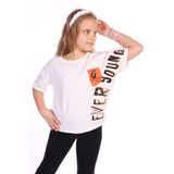 TOONTOY Kız Çocuk Ever Young Baskılı Tişört 6-7 Yaş, 6-7 Yaş, 22143, Ekru, Kız çocuk