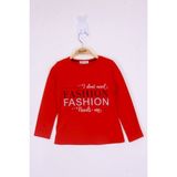 Toontoy Kız Çocuk Fashion Baskılı Tişört - 5 Yaş - Kırmızı