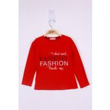 Toontoy Kız Çocuk Fashion Baskılı Tişört - 7 Yaş - Kırmızı