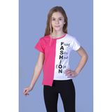 Toontoy Kız Çocuk Fasihon Garni T-shirt - 10 Yaş - Fuşya