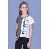 Toontoy Kız Çocuk Fasihon Garni T-shirt - 8 Yaş - Antrasit