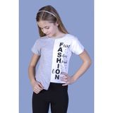 Toontoy Kız Çocuk Fasihon Garni T-shirt - 8 Yaş - Gri Melanj