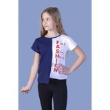 Toontoy Kız Çocuk Fasihon Garni T-shirt - 8 Yaş - Lacivert