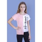 Toontoy Kız Çocuk Fasihon Garni T-shirt - 8 Yaş - Pembe Melanj