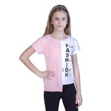 Toontoy Kız Çocuk Fasihon Garni Tişört Pembe Melanj 12 YAŞ