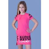 Toontoy Kız Çocuk Favour Baskılı Elbise Fuşya 7 YAŞ
