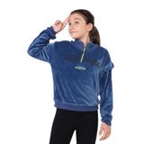 Toontoy Kız Çocuk Fermuar Detaylı Nakışlı Kadife Sweatshirt Lacivert 8-9 YAŞ