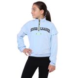 Toontoy Kız Çocuk Fermuar Detaylı Nakışlı Kadife Sweatshirt Mavi 13-14 YAŞ