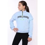 Toontoy Kız Çocuk Fermuar Detaylı Nakışlı Kadife Sweatshirt