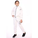 Toontoy Kız Çocuk Fermuarlı Yüksek Yaka Baskılı Eşofman Takım Ekru 6-7 YAŞ