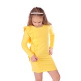 TOONTOY Kız Çocuk Fırfır Detaylı Elbise, 6 Yaş, 22074, Sarı, Kız Çocuklar